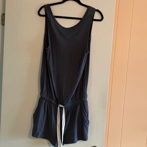 Wilfred Charcoal Gray Sleeveless Jumpsuit Romper with Drawstring